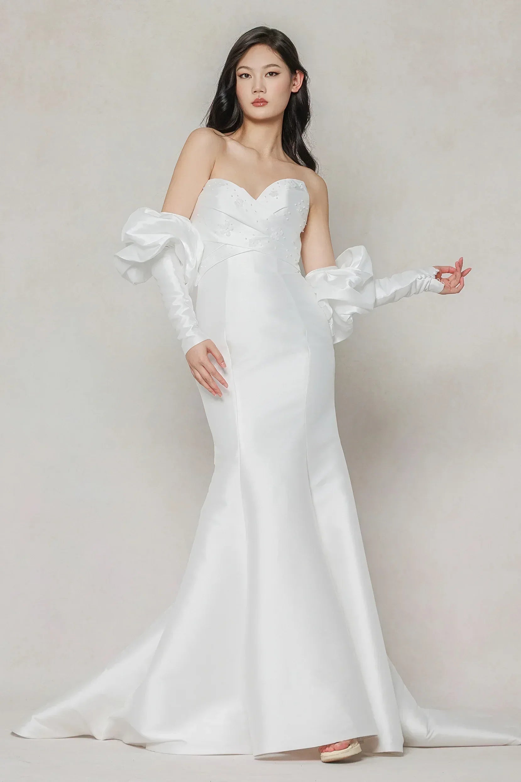 Trumpet-Mermaid Court Train Mikado Wedding Dress CW3649 - COCOMELODY